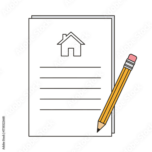 House contract with pencil, real estate agreement concept.