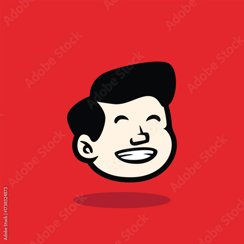 Cartoon vector illustration of a boy’s face with doubtful and confused expression. Perfect for emoji, mascot, sticker, icon, and character design in EPS format