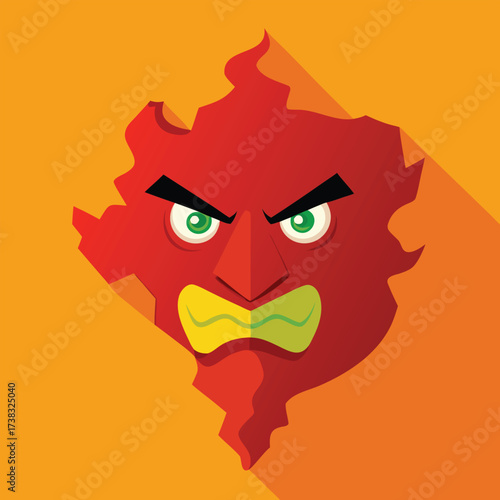 Angry Brazil Map – Brazil Shaped with Furrowed Brow Vector Illustration”