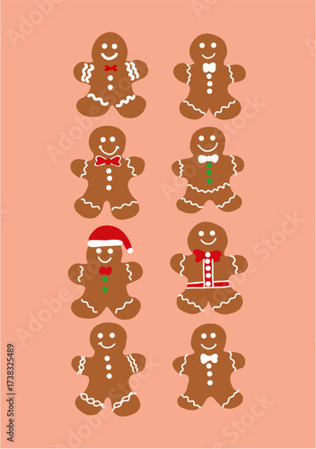 cute gingerbread man vector - Christmas cookie illustration 