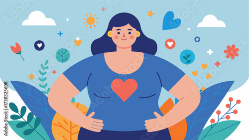 A positivity advocate who works with mental health organizations to promote the importance of positive body image for overall wellbeing.. Vector illustration