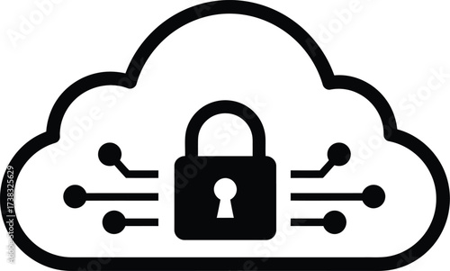 Secure cloud computing vector illustration scalable eps icon for digital security