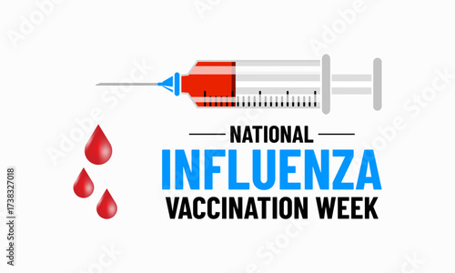 National Influenza Vaccination Week highlights the importance of getting the flu vaccine to protect yourself, your family, and the community from seasonal influenza. Banner poster, flyer background.