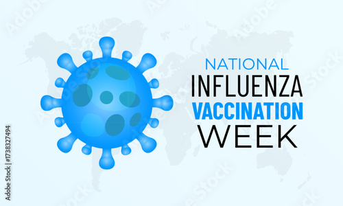 National Influenza Vaccination Week highlights the importance of getting the flu vaccine to protect yourself, your family, and the community from seasonal influenza. Banner poster, flyer background.