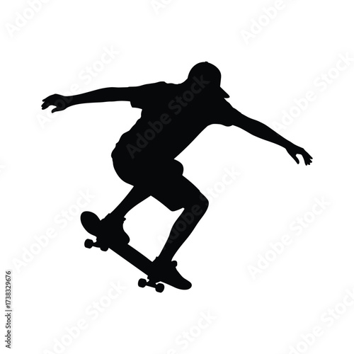 Dynamic silhouette of a skater performing an aerial trick captures movement and excitement