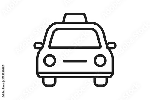 Taxi cab line icon. Car front view symbol. Public transport service sign. Simple automobile illustration for ride sharing app, travel or traffic concept. Vector graphic.