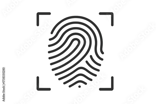 Fingerprint scan icon for security access. Biometric identification symbol. Digital authentication technology. Secure login verification vector. Privacy protection concept.