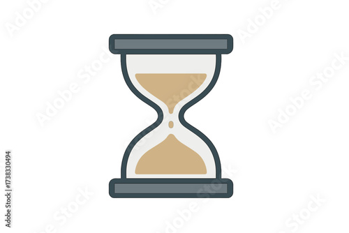 Hourglass flat vector icon. Time is running out concept. Sandglass timer for deadline, countdown, and time management. Vintage sand clock symbol of patience and history. Flow.