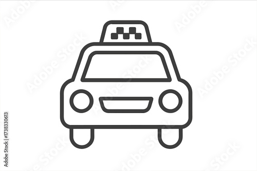 Taxi line icon, cab outline vector illustration. Car front view symbol. Public transport sign for city service, travel, and ride-hailing app. Minimalist automobile graphic.