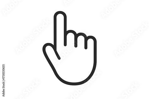 Hand cursor with pointing finger. Click button icon. Touch screen gesture symbol. Web pointer for selection and navigation. Vector illustration for UI and UX design element.