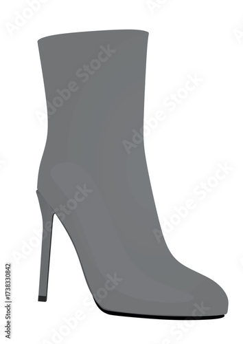 Grey women boots. vector illustration	
