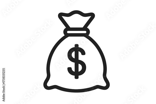 Money bag icon, vector illustration with dollar symbol, finance and wealth concept, savings, investment, cash storage, banking and economy design, transparent background