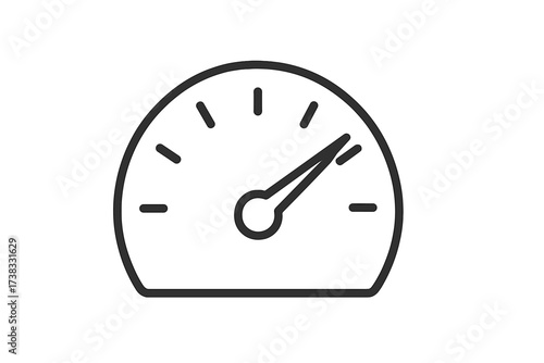 Speedometer outline icon, vector illustration with transparent background, dashboard gauge symbol, car speed indicator, vehicle speedometer, automotive instrument panel, minimal design
