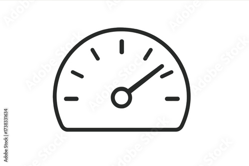 Speedometer outline icon vector illustration. Transparent background tachometer dial, gauge meter symbol for speed measurement, car dashboard indicator in minimalistic style