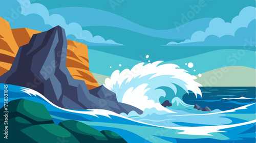 As you walk you can feel the cool spray of the ocean on your face and the sound of the waves crashing against the rocks below.