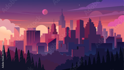 In the soft light of dusk the cityscape takes on a dreamy quality with the skyline a picturesque silhouette against the darkening sky.