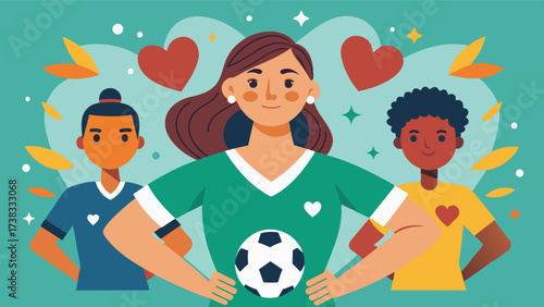 A soccer league that emphasizes selflove and empowerment over physical appearance.. Vector illustration