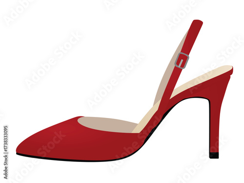 Red strap sandal. vector illustration	