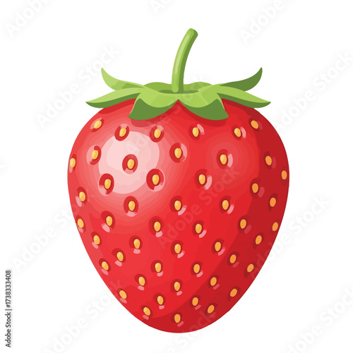 Cartoon Style Detailed Strawberry Fresh Healthy Sweet Fruit Illustration