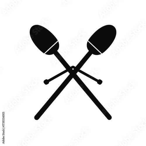 Two crossed rhythmic gymnastics clubs icon on transparent background silhouette