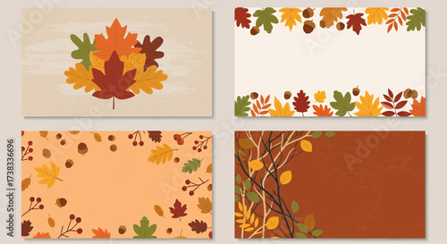 Vibrant Autumn Leaf Collection Seasonal Fall Foliage and Acorn Designs for Festive Greetings and Decor