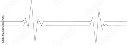 Minimalist Continuous Line Electrocardiogram Heartbeat Wave Medical Monitoring Illustration