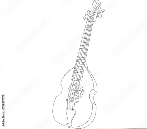 Delicate Line Art Musical Instrument Vihuela Ancient Guitar String Instrument