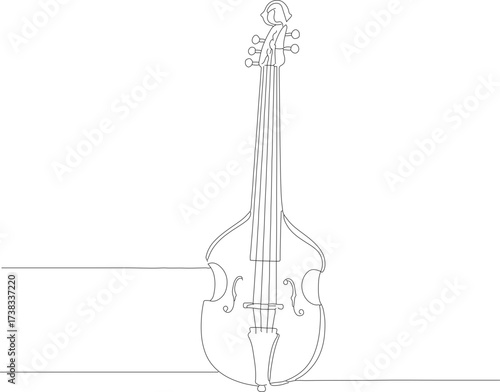 Valokuva Line Art Detailed Viola da Gamba String Musical Instrument Illustration