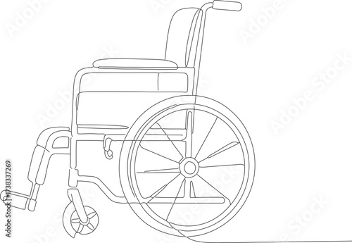 Simple Line Drawing Wheelchair Medical Equipment Assistance Accessibility Illustration