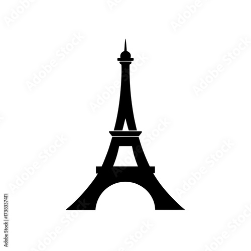 Silhouette of the eiffel tower in black on transparent background