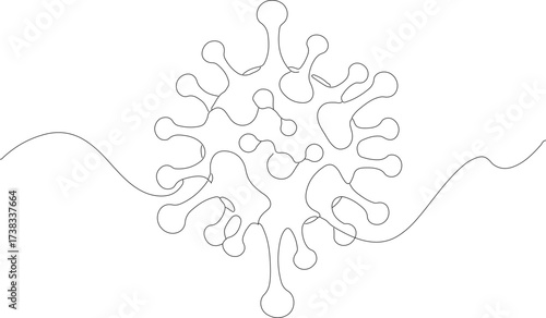 Simple One Line Drawing of Virus or Germ Symbol Graphic