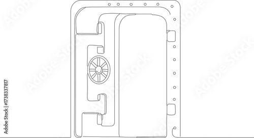 Simple Outline Drawing Vault Door Strongroom Entrance Safety Illustration