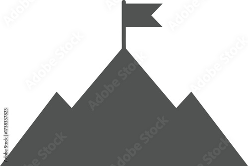 Mountain peak with flag vector illustration symbolizing achievement and success scalable eps
