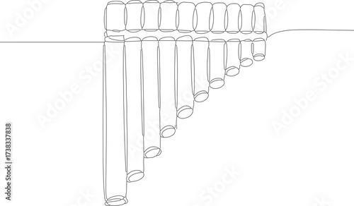 Outline Simple Pan Flute Wind Instrument String Music Contour Drawing