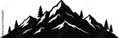 Majestic mountain range silhouette vector illustration for scalable graphic design projects