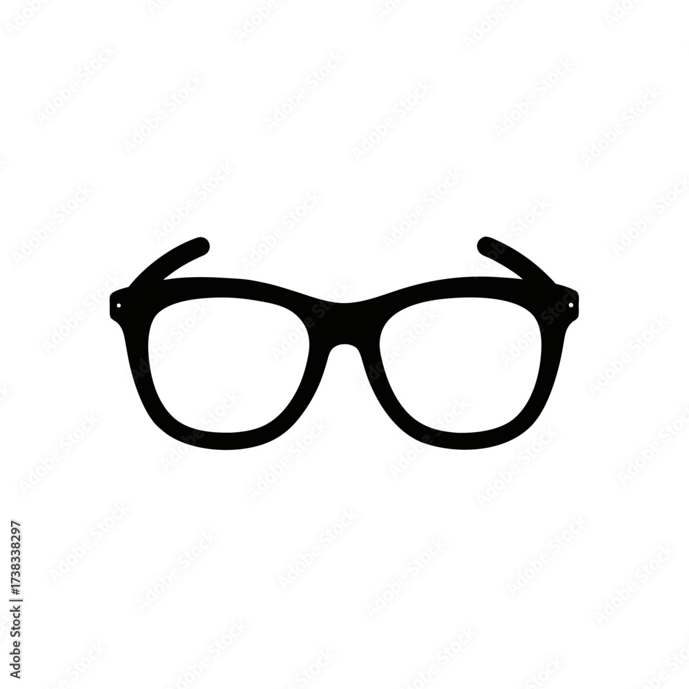 Fototapeta premium Illustration of black framed eye glasses on transparent background silhouette