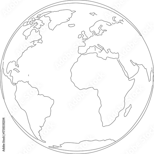 Outline Simple Circle Earth Globe Planet Geography Illustration
