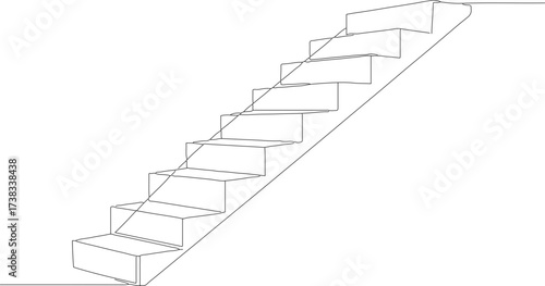 Minimalist Outline Staircase Illustration Architectural Element Stair Design Isolated on White