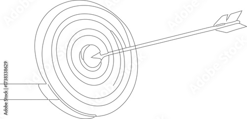 Minimalist Continuous Line Arrow Hitting Target Goal Achievement Concept Illustration