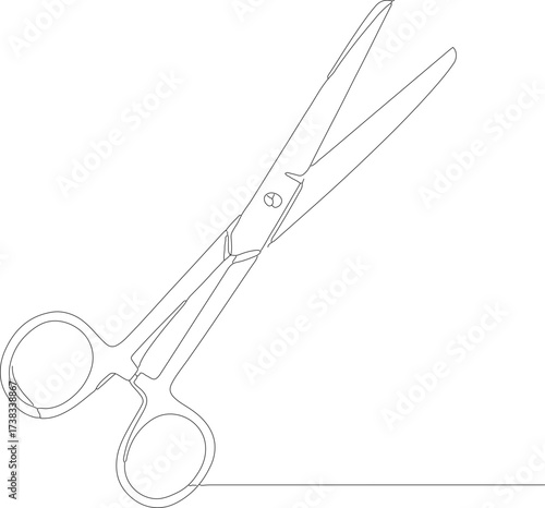 Minimalist Line Art Scissors Equipment Tool Cut Stationary Instrument Isolated