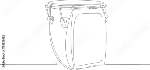 Simple Continuous Line Drawing Conga Drum Musical Instrument Illustration