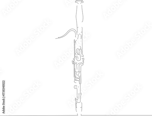 Minimalist Outline Bassoon Wind Instrument Musical Woodwind Orchestra Line Art