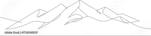 Minimalist One Line Drawing Mountain Range Landscape Peak Adventure Illustration