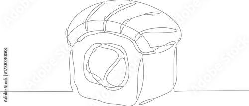 Minimalist Single Line Salmon Sushi Roll Delicious Japanese Cuisine Element