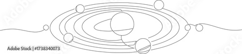 Simple Line Drawing Solar System Planet Celestial Body Scientific Illustration