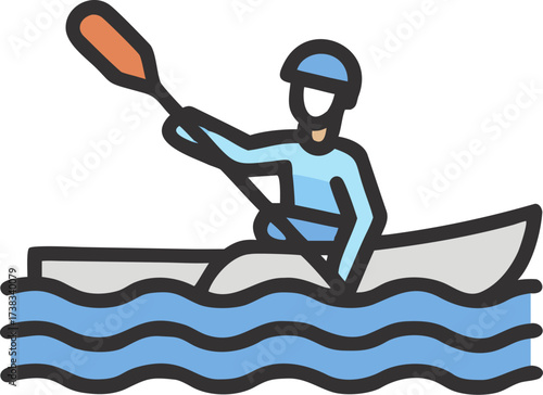 Canoeist paddling through slalom gates