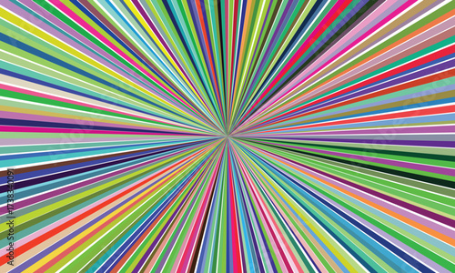 Colorful sunburst background with vibrant radial lines emanating from the center