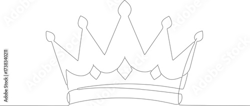 Outline Continuous Line Drawing Crown Symbol Royal Elegant Head Accessory
