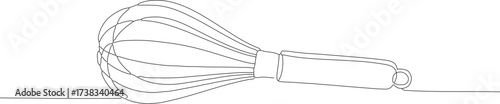 Continuous Line Handdrawn Kitchen Utensil Whisk for Culinary Illustration Element