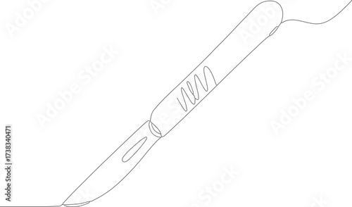 Simple Line Drawing Scalpel Surgical Instrument Medical Equipment Illustration
